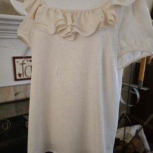 LOFT Cream Ruffle Blouse